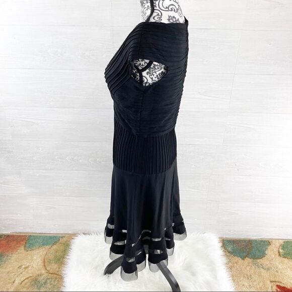 Tadashi Shoji Portrait Pintuck Jersey Lace Fit & Flare Dress - Picture 6 of 10